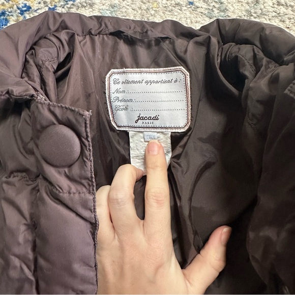 Jacadi Girls Puffer Jacket Coat Brown Snap Front Cozy 5-6 - Picture 3 of 4